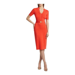 Elie Tahari The Zariyah Orange Bodycon Sweater Dress Size Small